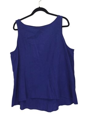 Eileen Fisher Organic Gauze Cotton Sleeveless Shirt Blue Purple Size XL New!